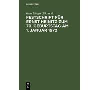 Festschrift Für Ernst Heinitz Zum 70. Geburtstag Am 1. Januar (Copertina rigida)