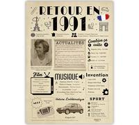 FestySpark Idea regalo 34 anni donna e uomo - grande biglietto di compleanno 34 anni donna e uomo - decorazione compleanno 34 anni - congratulazioni Happy Birthday Card - regalo originale ritorno nel