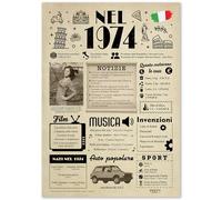 FestySpark Idee Regalo 52 anni Compleanno Donna e Uomo - Biglietto Auguri 52 anni Donna e Uomo per Papà o Mamma - Festa Decorazioni Compleanno 52 anni - Addobbi Compleanno 1974 - Regali 1974