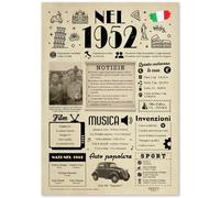 FestySpark Idee Regalo 74 anni Compleanno Donna e Uomo - Biglietto Auguri 74 anni Donna e Uomo per Papà o Mamma - Festa Decorazioni Compleanno 74 anni - Addobbi Compleanno 1952 - Regali 1952