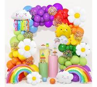 FeteDecor Kit per arco di palloncini arcobaleno - 154 decorazioni arcobaleno per feste di compleanno con palloncini colorati per ragazzi e ragazze
