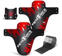 FETESNICE 2PCS Bicicletta Mud Guard Plus 26" 650B 27,5" 29" MTB Parafango Paraspruzzi Bike Bike MTB Fascette (Rosso)