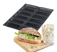FETESUR Stampo in silicone perforato per pane, 12 forme singole oblunghe, stampo per panini hot dog, stampi in silicone per fare panini croccanti, Eclair e pane al latte
