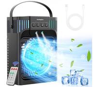 FethFire Ventilatore portatile con controllo remoto, 1200 ml, mini aria condizionata unit, Quiet, 3 velocità Wind & Cold Mist, 2-8 ore e 7 luci LED, [Energy Class A+++]