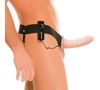 Fetish hollow vibrator harness per lui e lei naturale 14cm
