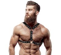 Fetish submissive attitude - arnés ecopiel pecho con doble sujeción y tachuelas hombre