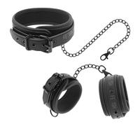 FETISH SUBMISSIVE - COLLARE E MANETTE IN PELLE VEGANA CON FODERA IN NEOPRENE