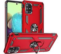 Fetrim Custodia per Galaxy A71 5G, Cover PC TPU Cassa Shell Supporto di Anello Rotante Case per Samsung Galaxy A71 5G/A91/S10 Lite/M80S Rosso