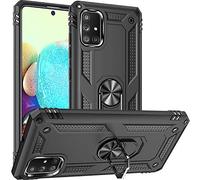 Fetrim Custodia per Galaxy A71 5G, Cover PC TPU Cassa Shell Supporto di Anello Rotante Case per Samsung Galaxy A71 5G/A91/S10 Lite/M80S Nero