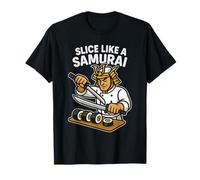 Fetta come un samurai divertente sushi chef cibo giapponese Katana Maglietta