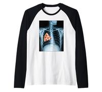 Fetta di Pizza a Raggi X con Gabbia costale Divertente Cibo Umorismo Anatomia Maglia con Maniche Raglan
