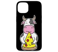 Fetta di pizza allegra che abbraccia la mucca Custodia per iPhone 13