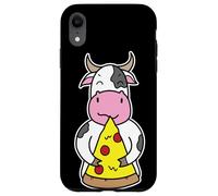 Fetta di pizza allegra che abbraccia la mucca Custodia per iPhone XR