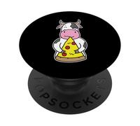 Fetta di pizza allegra che abbraccia la mucca PopSockets PopGrip Adesivo