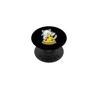 Fetta di pizza con gatto bianco radiante che abbraccia PopSockets PopGrip Adesivo