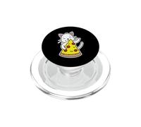 Fetta di pizza con gatto bianco radiante che abbraccia PopSockets PopGrip per MagSafe