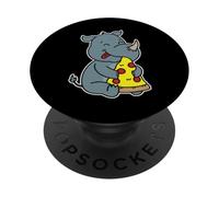 Fetta di pizza con rinoceronte orgoglioso che abbraccia PopSockets PopGrip Adesivo