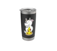 Fetta di pizza Happy Goat Hugging Bicchiere termico in acciaio inox doppia parete