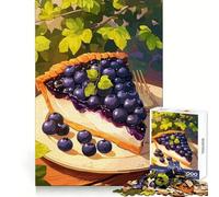 Fetta di torta ai mirtilli con forchetta, puzzle da 1000 pezzi per adulti, stimolante per la mente, rilassante, divertente, bordi uniformi, regalo perfetto (38x26cm)
