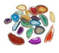 Fette di Agata Forate Colorate Naturale 20 Pezzi per Gioielli | Pietra Agata Venature Uniche, Profilo Piatto e Bordi Grezzi, per Progetti Fai da Te e Pendenti