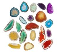 Fette di Agata Naturali Fori Colorata 20 Pezzi | Bordi Grezzi e Profilo Piatto, Colori Vivaci e Motivi Unici, per Orecchini e Acchiappasogni