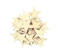 Fette per l'artigianato del legno Unfinished Wood Star Cutouts Pack of 25, 50mm Wood Craft Shapes for DIY Decor