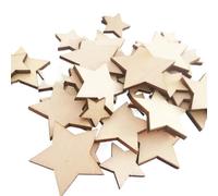 Fette per l'artigianato del legno Unfinished Wooden Star Cutouts for DIY Crafts and Decor, Pack of 100, Size 14-34mm