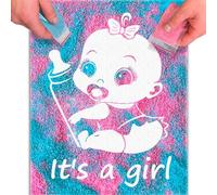 FETTIPOP Magic Art Quadro Gender Reveal - È una bambina - Immagine che appare con la sabbia, Decorazione Baby Shower, Rivelazione del genere, Idea regalo originale