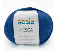 Fettuccia per accessori, gomitolo Modal Cotone 100 g/120 m, ferri 10-12, uncinetto 8-9, Sesia Pesca, Made in Italy, (Blu - 884, 1)