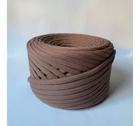 Fettuccia per Borse a Uncinetto e Maglia, 100% Cotone Certificata Oeko-Tex, 7-9 mm, 100-120 m, 350g. Ideale per Borse, Ceste, Decorazioni Casa e Accessori Handmade. Lavabile. Colore Cacao