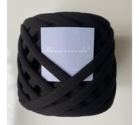 Fettuccia per Borse a Uncinetto e Maglia, 100% Cotone Certificata Oeko-Tex, 7-9 mm, 100-120 m, 350g. Ideale per Borse, Ceste, Decorazioni Casa e Accessori Handmade. Lavabile. Colore Nero