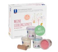 Feuchtmann La mia pasta preferita edizione pastello + mattarello | Set impasto 4 x 150 g | plastilina vegana senza glutine | impasto per bambini atossico | plastilina da gioco per giochi creativi a