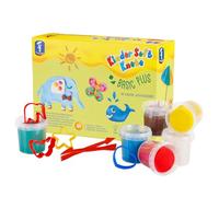 Feuchtmann Plastilina morbida per bambini Basic Plus - 6 plastiline morbide da 150 g con accessori, atossica, vegana e senza glutine, impasto essiccante all'aria in set per il gioco creativo