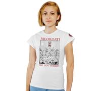 Feudalesimo e Libertà Ricordati Che Devi Morire - T-Shirt Donna - Memento Mori - Teschio - Maglietta a Manica Corta Bianca 100% Cotone Organico - L