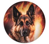 Feuer-Deutscher Schäferhund-Puzzle 1000 Teile für Erwachsene, rundes Puzzle für Teenager, interaktives Familienspiel, herausforderndes Geschenk, 1000 Teile (67,5x67,5cm)