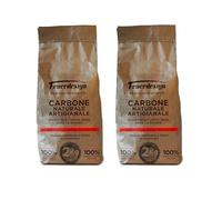 FEUERDESIGN - 2 Sacchi di Carbone naturale da 2 Kg Antiche Carbonaie, da 100% legno di leccio italiano prodotto artigianalmente a cottura lenta nella carbonaia secondo l'antica tradizione Fenicia.