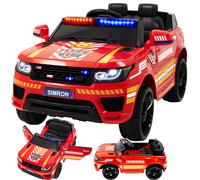 FEUERWEHR, Auto Elettrico Bambini con Sirena Radio, Rosso/Giallo, 12 Volt