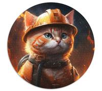 Feuerwehrmann-Katzen-Puzzle 1000 Teile für Erwachsene. Schwierige Puzzles für Erwachsene. Familieninteraktion und lustiges Geschenk. Lebendiges abstraktes Design. 1000 Teile (67,5x67,5cm)