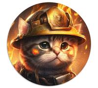Feuerwehrmann-Katzen-Puzzle 1000 Teile für Erwachsene. Schwierige Puzzles für Erwachsene. Familieninteraktion und lustiges Geschenk. Lebendiges abstraktes Design. 1000 Teile (67,5x67,5cm)