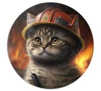 Feuerwehrmann-Katzen-Puzzle für Erwachsene, 1000 Teile, schwierige Puzzles für Erwachsene, Geschenk, DIY-Spaß, geeignet für die Dekoration von Zuhause, Wohnzimmer, Büro, 1000 Teile (67,5x67,5cm)