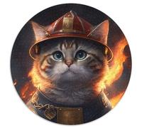 Feuerwehrmann-Katzen-Puzzle für Erwachsene, 1000-teiliges Puzzle für Erwachsene, perfekt für Teenager und Familienspaß, ideales Geschenk zum Geburtstag, 1000 Teile (67,5x67,5cm)