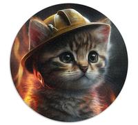Feuerwehrmann-Katzen-Puzzle für Erwachsene, 1000-teiliges Puzzle für Erwachsene, perfekt für Teenager und Familienspaß, ideales Geschenk zum Geburtstag, 1000 Teile (67,5x67,5cm)