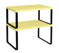 FEUFOAM Set di 2 mensole espandibili impilabili da cucina, portaspezie, in metallo e legno, inchiostro nero e giallo spazzolato