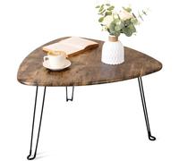 FEUFOAM Tavolino da caffè pieghevole con design triangolare, tavolini ovali, metà secolo, in legno, con gambe in metallo, pieghevole, industriale, tavolino centrale per soggiorno, salvaspazio