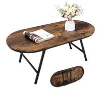 FEUFOAM Tavolino da caffè pieghevole per soggiorno, industriale, marrone, piccolo, tavolini da caffè pieghevoli in legno, tavoli da scrivania ovali per piccoli spazi, casa e ufficio