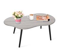 FEUFOAM Tavolino da caffè rustico grigio a forma di nuvola per piccoli spazi, unico tavolo centrale irregolare con struttura in legno, mobili decorativi per soggiorno, ufficio