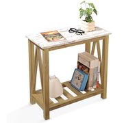 FEUFOAM Tavolino stretto per piccoli spazi, tavolino con ripiano portaoggetti rettangolare, comodino, per soggiorno, camera da letto, bagno, ingresso