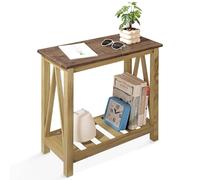 FEUFOAM Tavolo stretto per piccoli spazi con cornice in legno naturale moderno accento comodino divano comodini per soggiorno bagno camera da letto