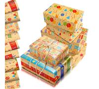 Feuilles de Papier Cadeau Polyvalent 68x50cm, 12 Feuilles Motifs Compleanno multicolore, Papier Cadeau Recyclable pour Fête, Anniversaire, Nouvel An et Décorations de Boîtes Cadeau