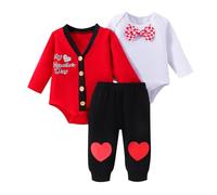 Feuvois Completo San Valentino Neonato Il Mio Primo San Valentino Outfit Vestito San Valentino Neonato Costume San Valentino Neonato Completini Neonato San Valentino Gentiluomo 0-3 Mesi